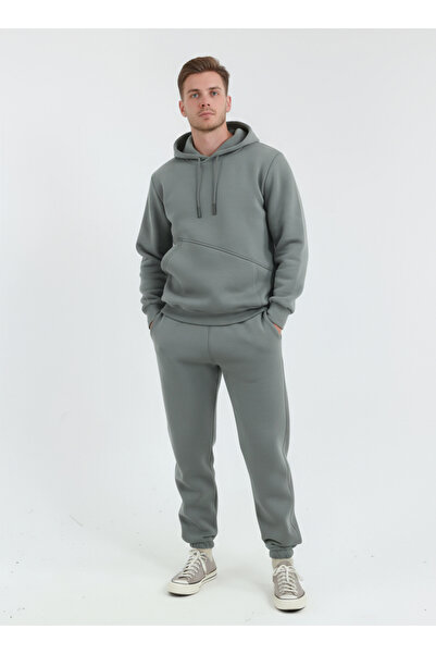 Sizce Moda طقم بدلة رياضية مدخنة بثلاثة خيوط مع جيوب جانبية (قماش ناعم من الص...