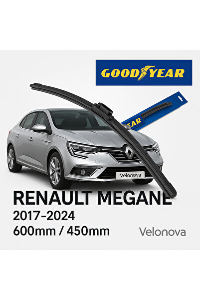 Velonova GOOD YEAR 2’li Set Muz Tipi Silecek Takımı Renault Megane 2017-2024 Ön Cam Sileceği 600mm-450mm
