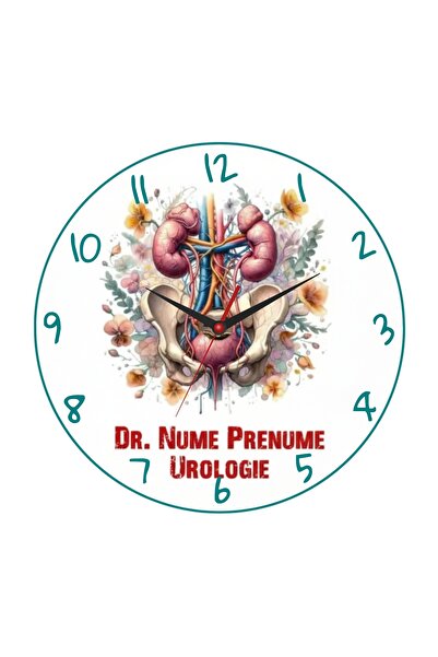 CrisPrint Ceas personalizat rotund din MDF – Cadou pentru cabinet de urologie