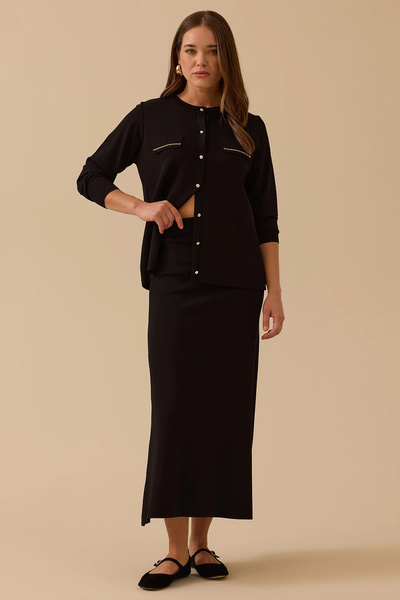 SEÇİL Жіноча пряма трикотажна спідниця 1013 Чорна