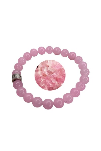 Smyrna Pink Quartz Natural Stone Bracelet, Certified Natural Stone, Adjustabl...