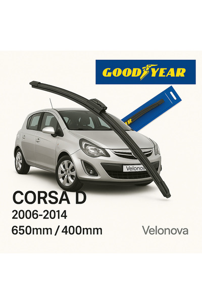 Velonova GOOD YEAR 2’li Set Muz Tipi Silecek Takımı Opel Corsa D 2006-2014 Ön...