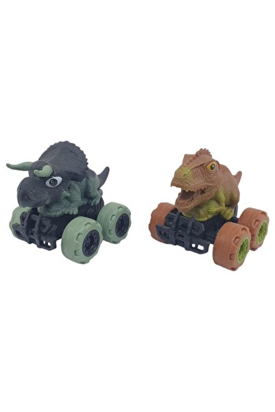 Lisinya Friction Powered Dinosaur Cars 2-Pack - 12 cm - Triceratops & Stegosa...