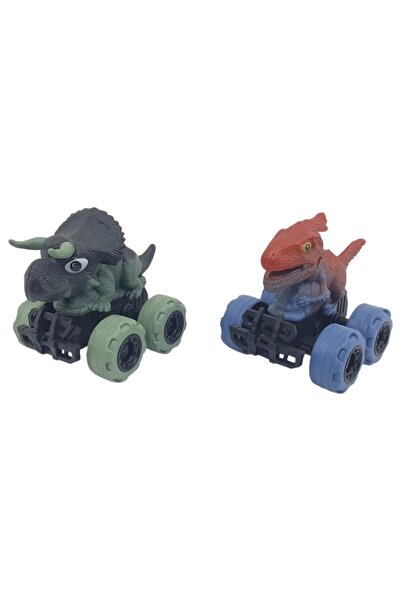 Lisinya Friction Powered Dinosaur Cars Set of 2 - 12 cm - Triceratops & Paras...
