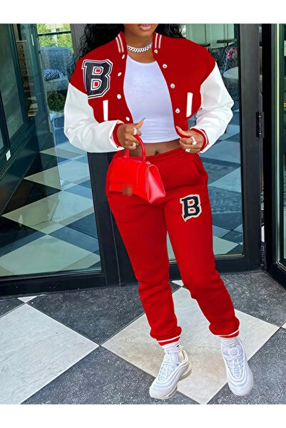 buğrahayalin    Women's Long Sleeve Prevailing Collar Front Button down Jacket Pants Hooded Two Thread Double Suit