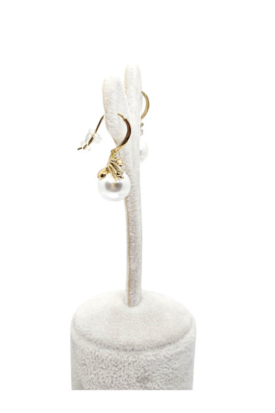 XUPING JEWELRY 14KAltın Renginde İncili Taşlı Kelebekli Sallantılı Küpeler 2.5cm Kararmaz, Alerji Yapmaz-UltraHafif