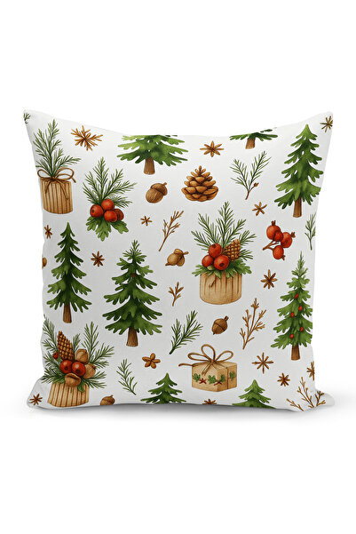 Bertille Home New Year Series Double-Sided Digital Printed Set of 4 Throw Pillow Covers (Christmas Cushion Cover)
