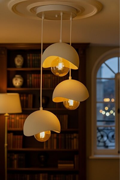 Shoprit Beton Görünümlü İskandinav &Bohem Tarz 3’lü Sarkıt Avize Profesyonel ...