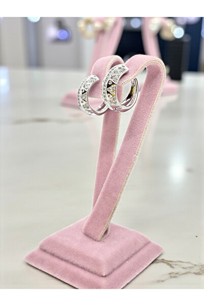 XUPING JEWELRY Kuyumcu Model Beyaz Altın Rengi Zirkon Taş Detaylı Tasarım Küpeler-1.5 cm-Kararmaz, Alerji Yapmaz