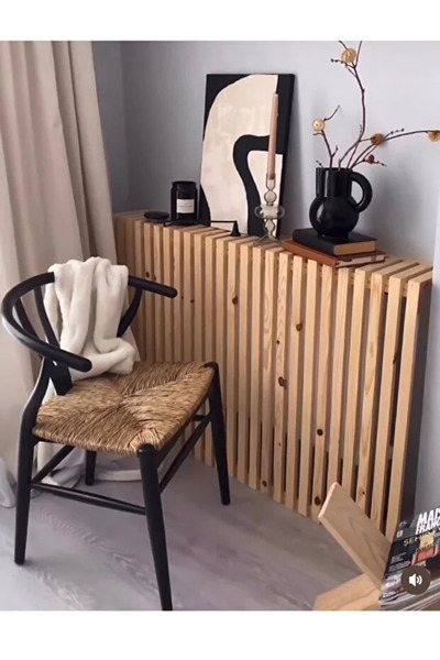 worldofwood Masif Ahşap Dekoratif Petek Kaplama Rafı 80 Cm