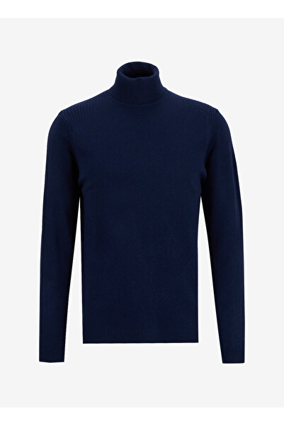 Fabrika Tam Balıkçı Yaka Slim Fit Düz Lacivert Erkek Kazak F5WM-KZK 2524