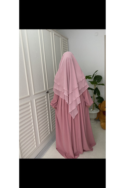 Hijab Ayrobin Dress 3-Layer Short Souffle Hajj Umrah Abaya Khimar