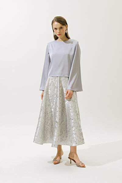 Manuka Saten Wide Sleeve Blouse Lila