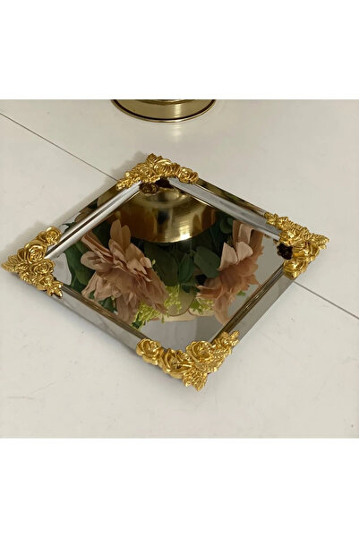 MGEStore Floral Silver Square Plated Model Tea, Coffee, Catering Serving Presentation Tray 21X21