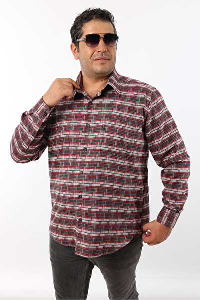 TOUSUS Plus Size Black-Grey Plaid Wool Flannel Men's Shirt (Btl-7109-Tss)