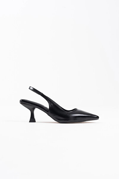 TB Terzi Bey Angelica Women's Black Crinkled Patent Leather Heeled Shoes