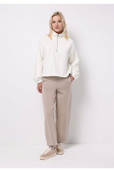 Colin's Relax Fit Fermuarlı Düz Kadın Ekru Sweatshirt
