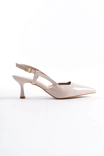 TB Terzi Bey Mira Women's Beige Patent Leather Heeled Shoes