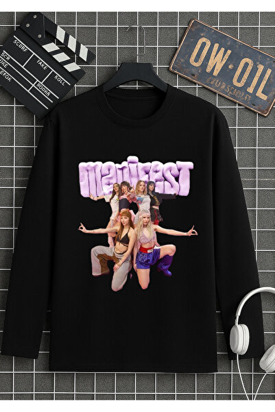 RYO FASHİON تي شيرت أسود بأكمام طويلة من القطن بنسبة 100% بتصميم خاص من MANIF...