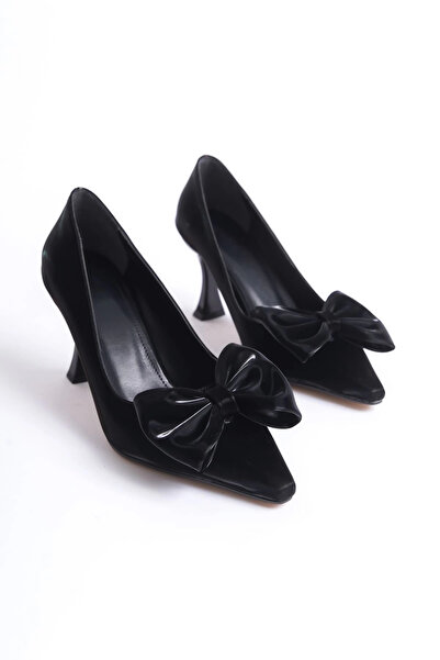 TB Terzi Bey Agnes Women's Bow Detailed Black Heeled Shoes