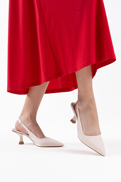 TB Terzi Bey Angelica Women's Beige Satin Heeled Shoes