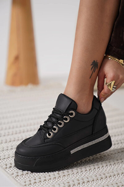 Abacca حذاء سنيكرز أسود بكعب مخفي للنساء TR04MS01D