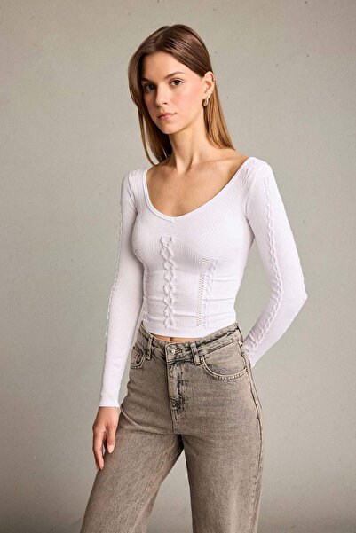 DeFacto Fitted V-Neck Long Sleeve T-Shirt G5058Ax25Wn