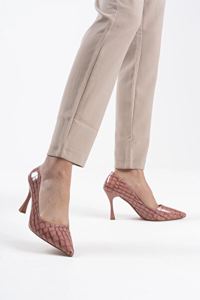 TB Terzi Bey Harper Women's Salmon Crocodile Patent Leather Stiletto