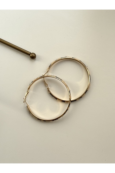 YOUES JEWELRY Çelik Leopar Desenli Halka Kadın Küpe