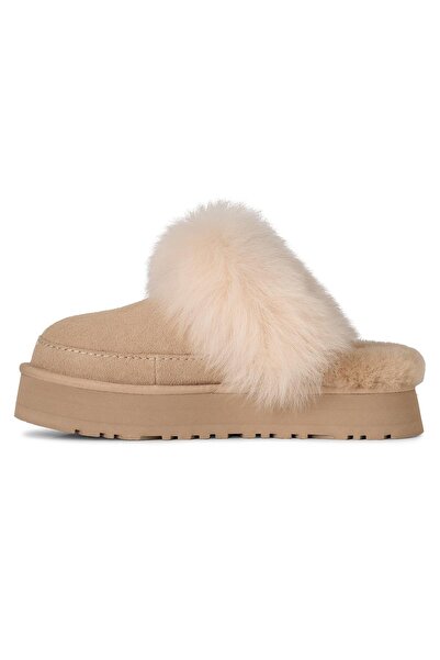 UGG Kadın Platform Taban Yumuşak Astarlı Süet Deri Üst Yüzeyli Bej Bot & Bootie 1173930-SANDCASTLE