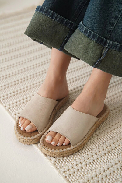 TB Terzi Bey Grey suede beige women's slippers