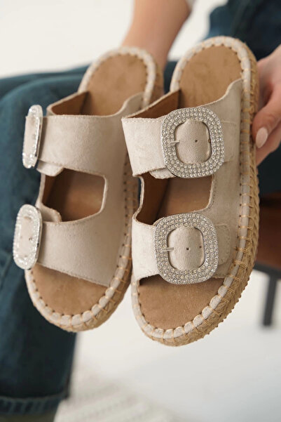 TB Terzi Bey Tyna Suede Beige Stone Women's Slippers