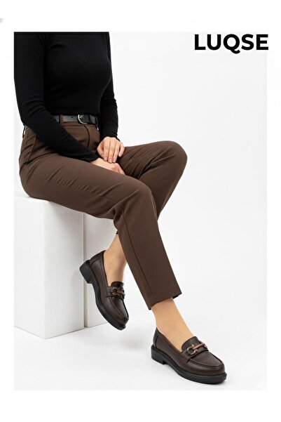 LUQSE Kadın Zincir Detaylı Loafer – Kalın Taban Günlük Şık Ayakkabı