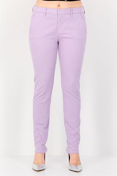 Reiko بنطلون تشينو سادة بقصّة عادية للنساء، لون لافندر