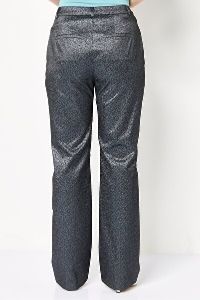 Karl Lagerfeld Women Regular Fit Metallic Tuxedo Dress Pants, Black