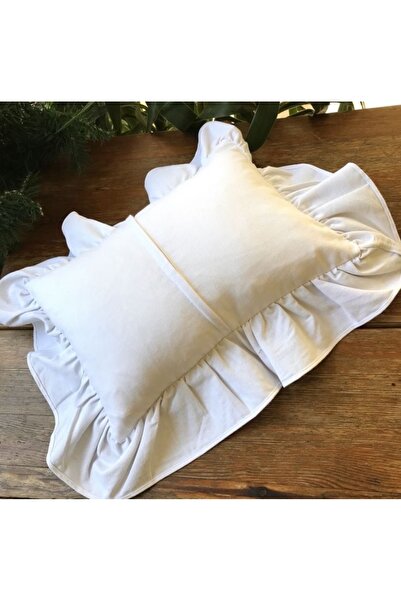 Home Baby Pillow, Size 55X40, Handcrafted, with Embroidery Details, Filled with Inner Padding, with Ruffle Details, Linen Pillow.