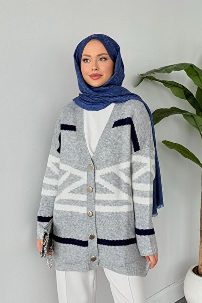 Hazamoda Ζακέτα με σχέδιο King σε γκρι χρώμα