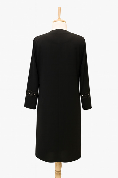 HESNA High-Quality Double Mother-Of-Pearl Evening Dress Set with Stone Embroidery on the Front and Sleeves.