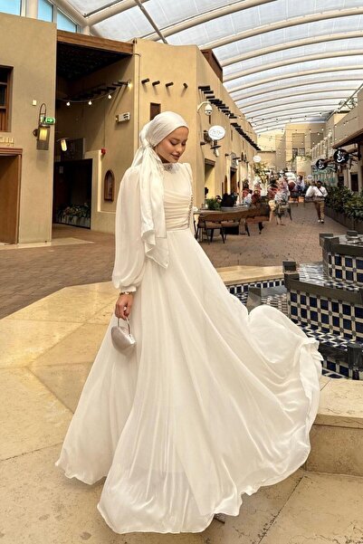 Şulemoda Giyim Βραδινό φόρεμα Başak Chiffon Λευκό