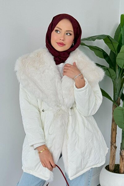 Hazamoda Through Fur Shiny Coat White