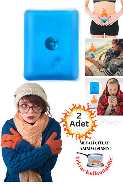 Shopura 2 Adet Kare Şekilli Sihirli Jel Isıtıcı, El Isıtıcısı, Yeniden Kullanılabilir Isınmatik, Cep Sobası