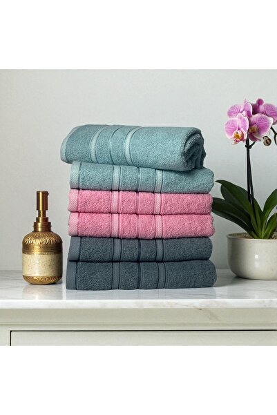 PATRU ANOTIMPURI Set of 6 face towels 50 x 90 cm, 100% cotton