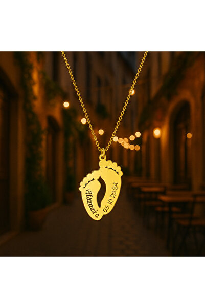 Soleildor Bebek Ayak İzi Gümüş Kolyesi