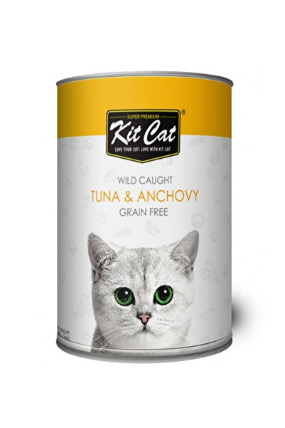 Kit Cat طعام القطط الرطب من التونة والأنشوجة البرية، خالي من الحبوب، 400 غرام