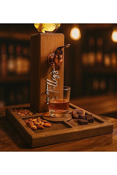 Bk Gift Kişiye Özel Ahşap İçecek Dağıtıcı ve Atıştırmalık Tepsisi – El Yapımı...
