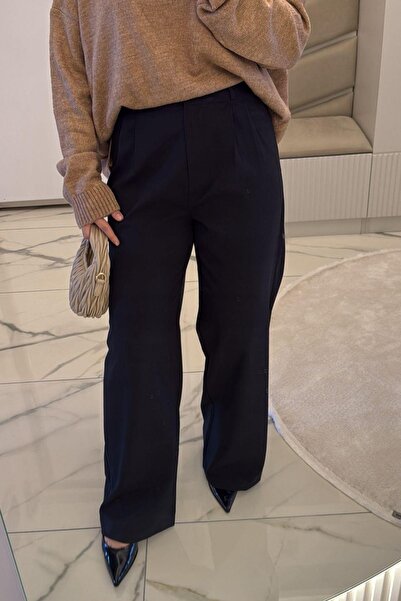 megapol giyim Kadın Siyah Palazzo Pantolon