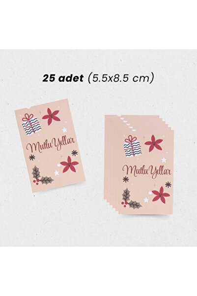 roco paper Yılbaşı Mutlu Yıllar Yazılı Hediye Kart Seti, Yeniyıl Paketleme Ka...