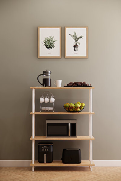 Phobia Döndür Tak Modüler 4 Raflı Kahve Köşesi Çok Amaçlı Mutfak Rafı, Kolay Kurulumlu Raf Sistemi