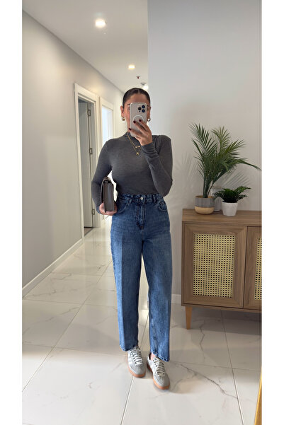 BİRCANÇİL جينز أورويل باللون الأزرق الداكن المغسول