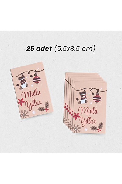 roco paper Yılbaşı Mutlu Yıllar Yazılı Hediye Kart Seti, Yeniyıl Paketleme Ka...